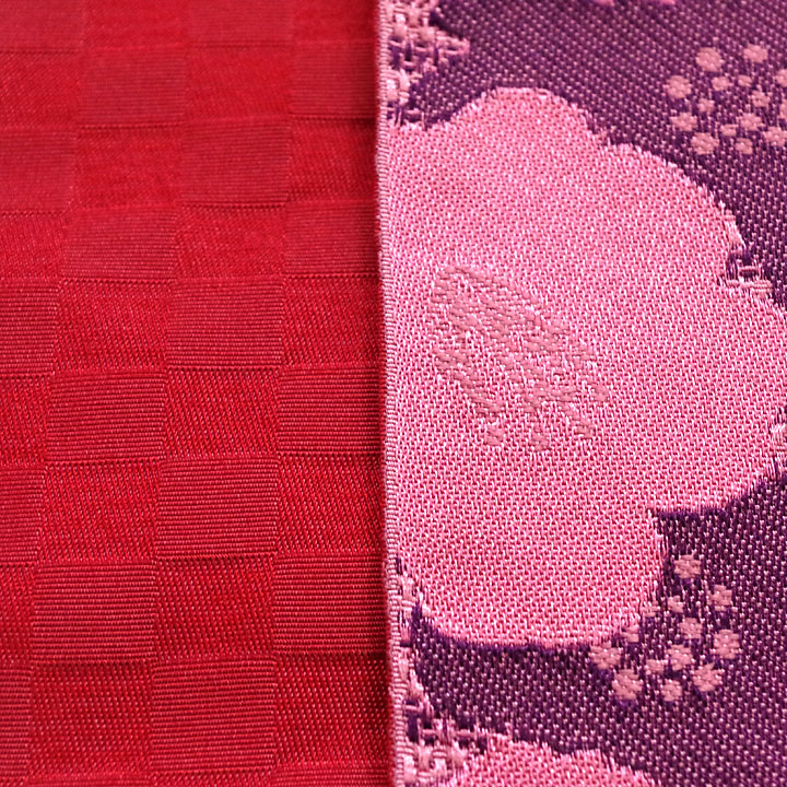 ポリエステル半幅帯　一輪館【花　紫色】