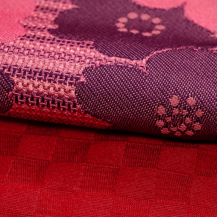 ポリエステル半幅帯　一輪館【花　紫色】