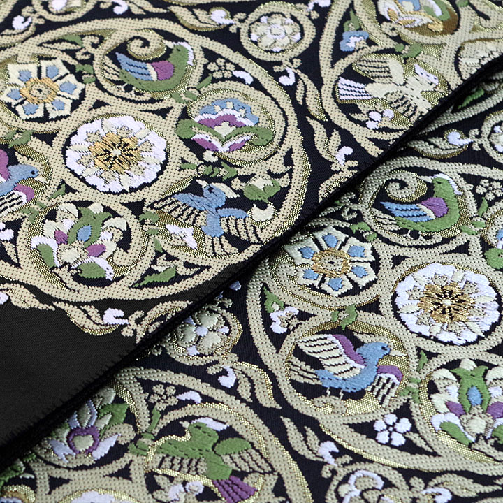 服部織物謹製　西陣織袋帯【鳥円紋】