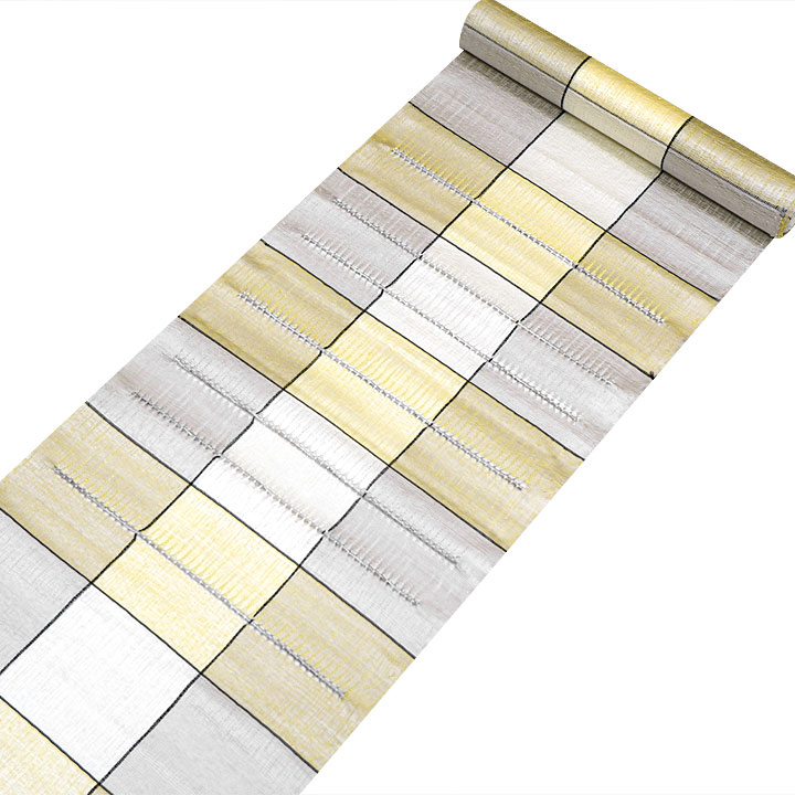 杉村謹製 手織り もじり織 九寸名古屋帯【捩格子】