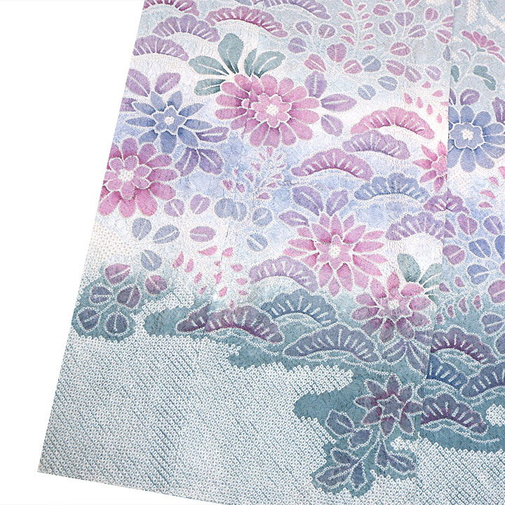 絞り加藤　総絞り最高級訪問着【籠目に花植物】　