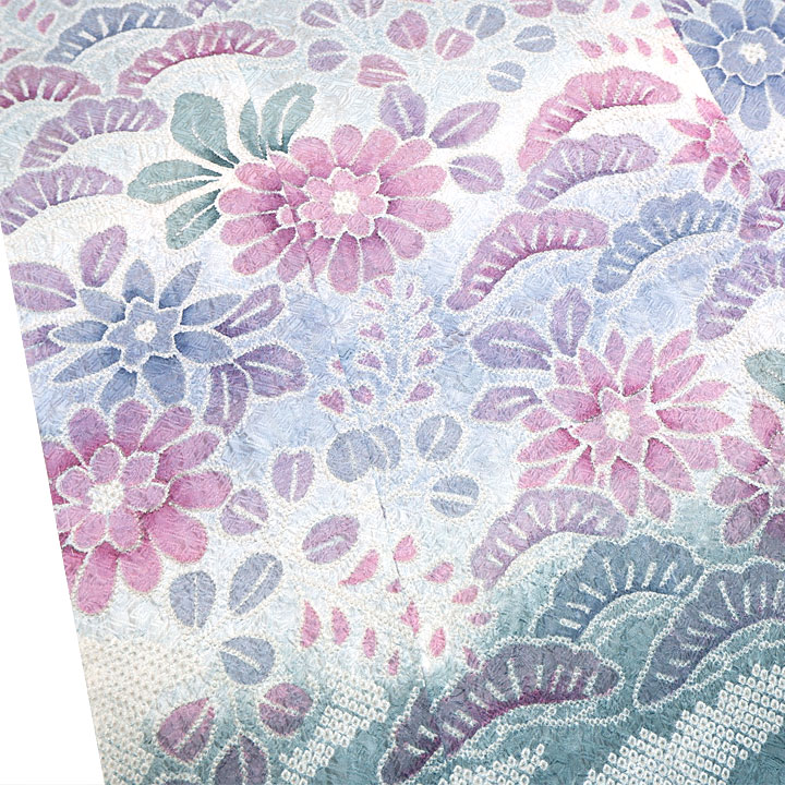 絞り加藤　総絞り最高級訪問着【籠目に花植物】　