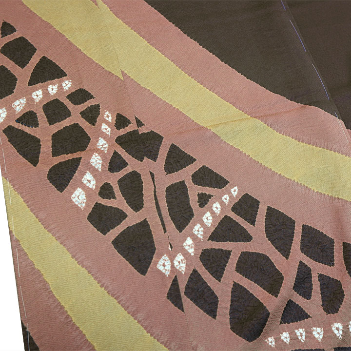 絞り加藤　伝統工芸士 山岸幸吉 特撰訪問着【茶】　