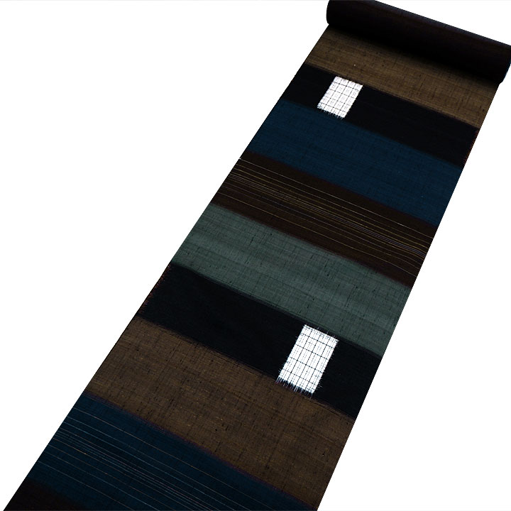 経済産業大臣指定　伝統的工芸品　置賜紬【横段　格子絣】　