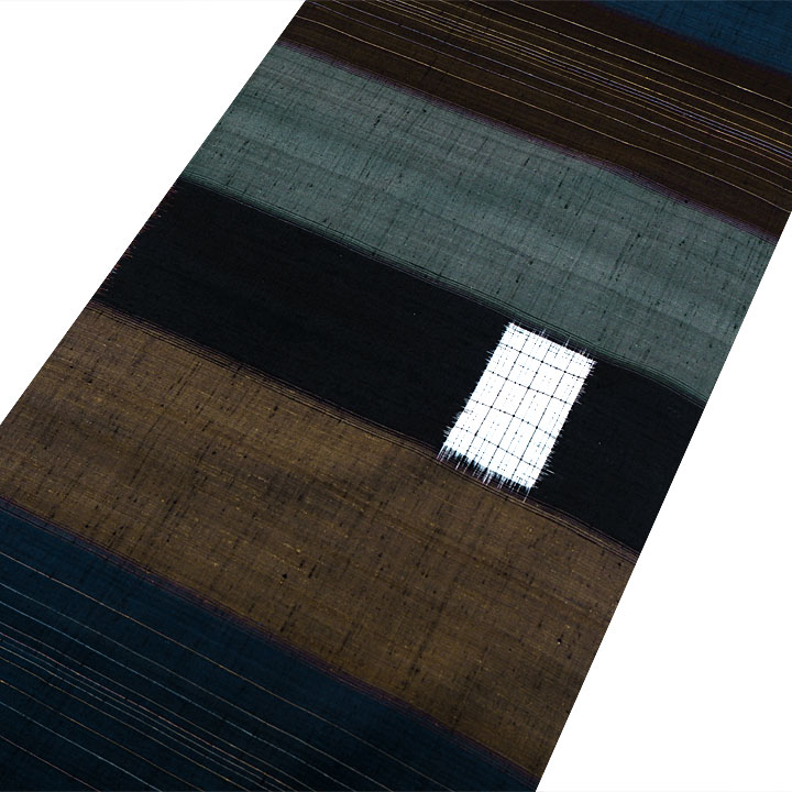 経済産業大臣指定　伝統的工芸品　置賜紬【横段　格子絣】　