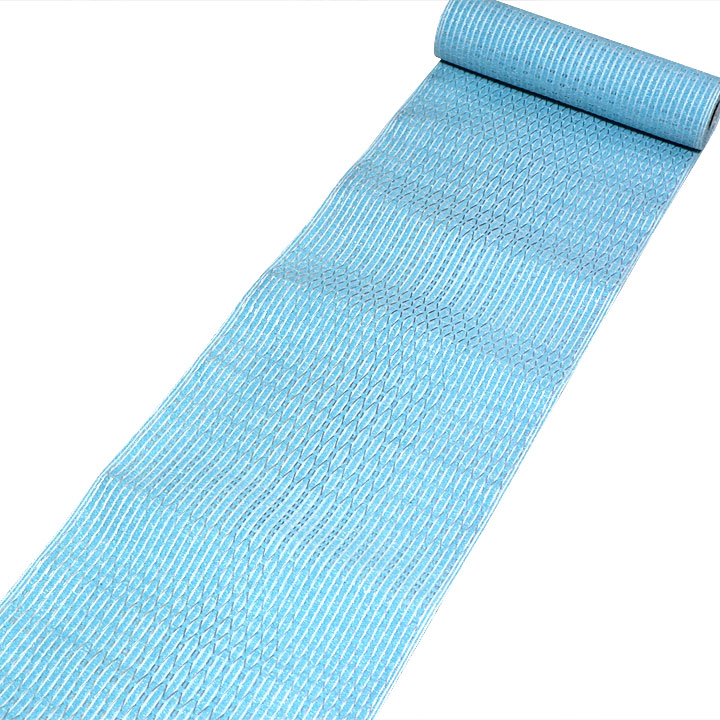 大倉織物　誠之助　博多織手織り八寸帯【アンゴラ　水色】