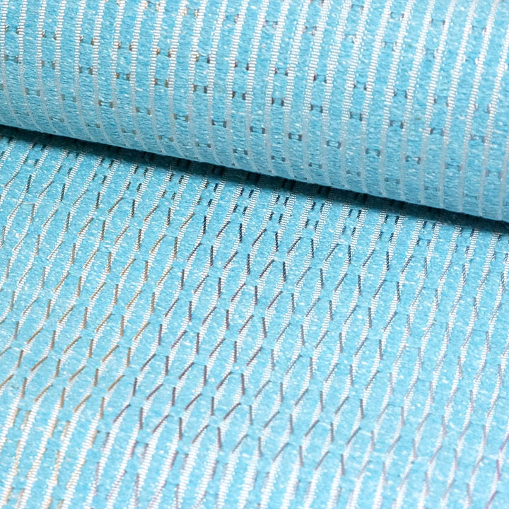 大倉織物　誠之助　博多織手織り八寸帯【アンゴラ　水色】