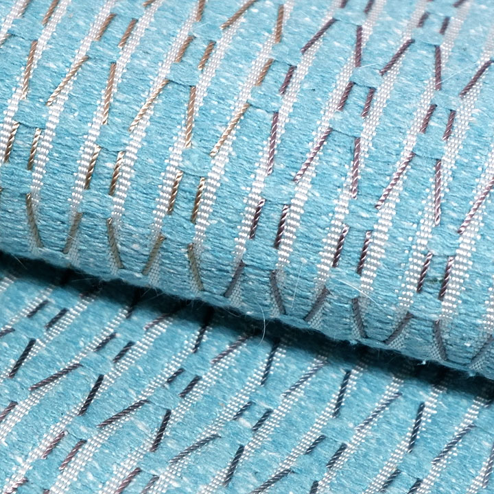 大倉織物　誠之助　博多織手織り八寸帯【アンゴラ　水色】