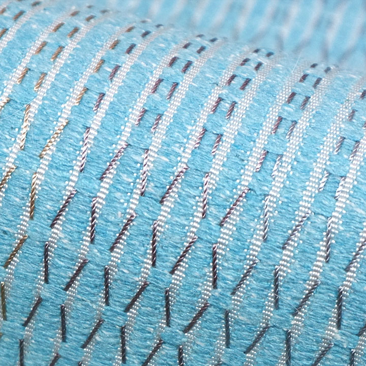 大倉織物　誠之助　博多織手織り八寸帯【アンゴラ　水色】