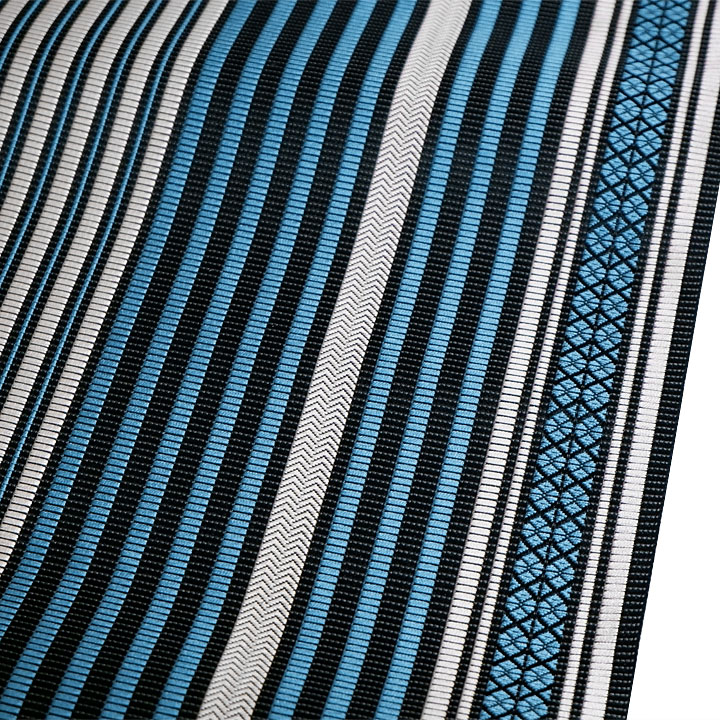 博多織 筑前織物 風通織 全通柄八寸帯【魚子間道　縞】