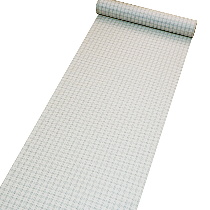 博多織 福絖織物 官兵衛格子 御召【オフホワイト 赤×緑】