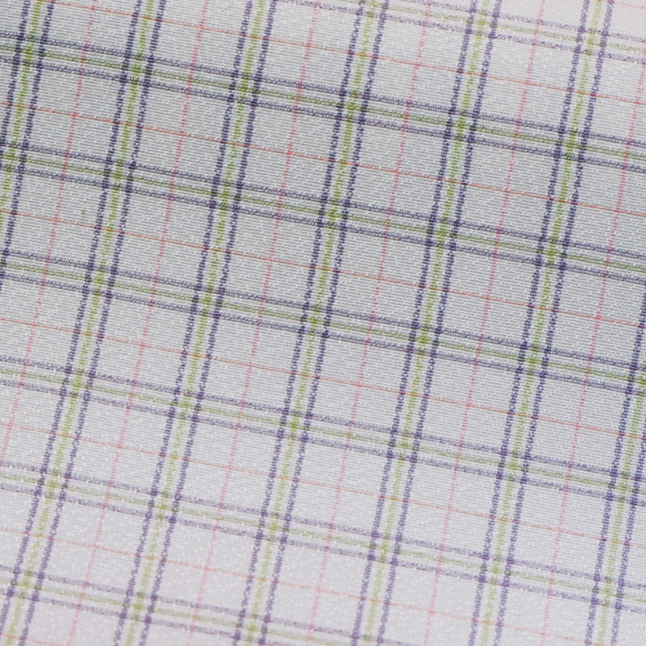 博多織 福絖織物 官兵衛格子 御召【オフホワイト 赤×緑】