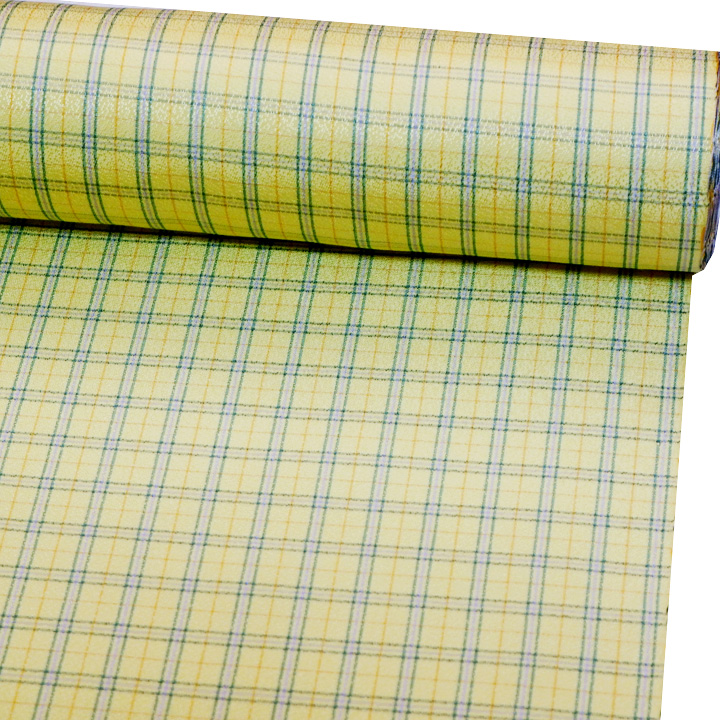 博多織 福絖織物 官兵衛格子 御召【イエロー　橙×緑 】