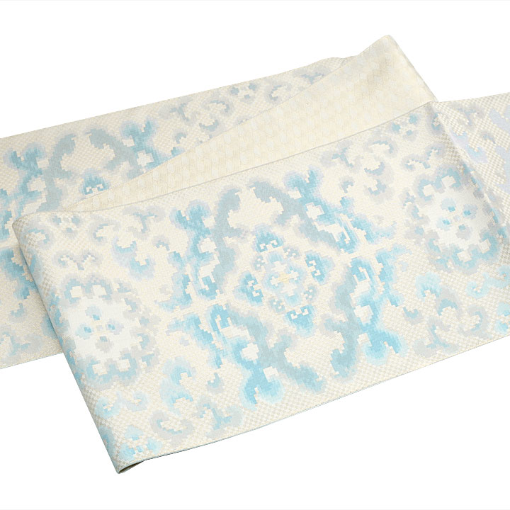 西村織物　博多織　佐賀錦袋帯【蟹牡丹文】