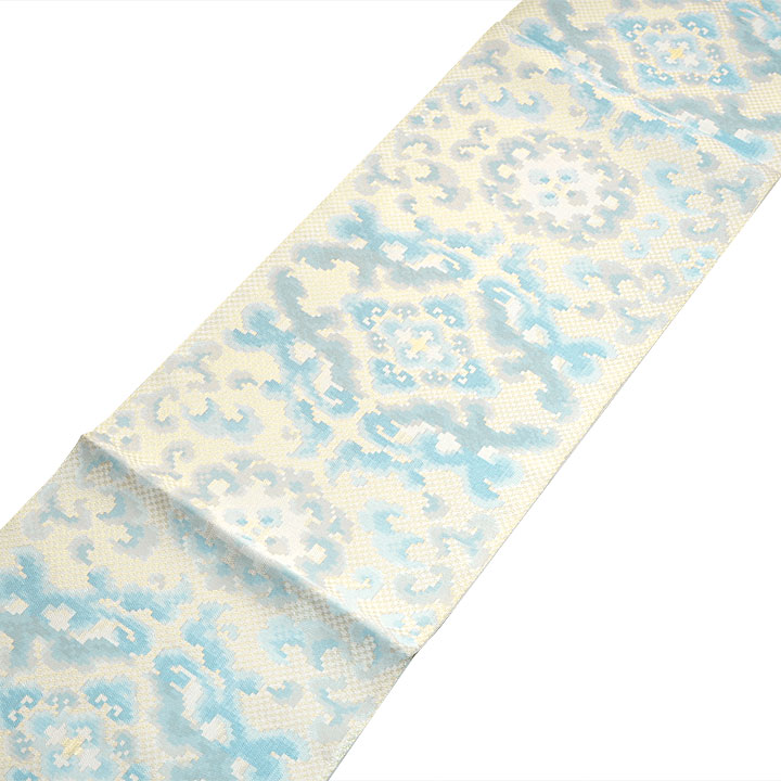 西村織物　博多織　佐賀錦袋帯【蟹牡丹文】