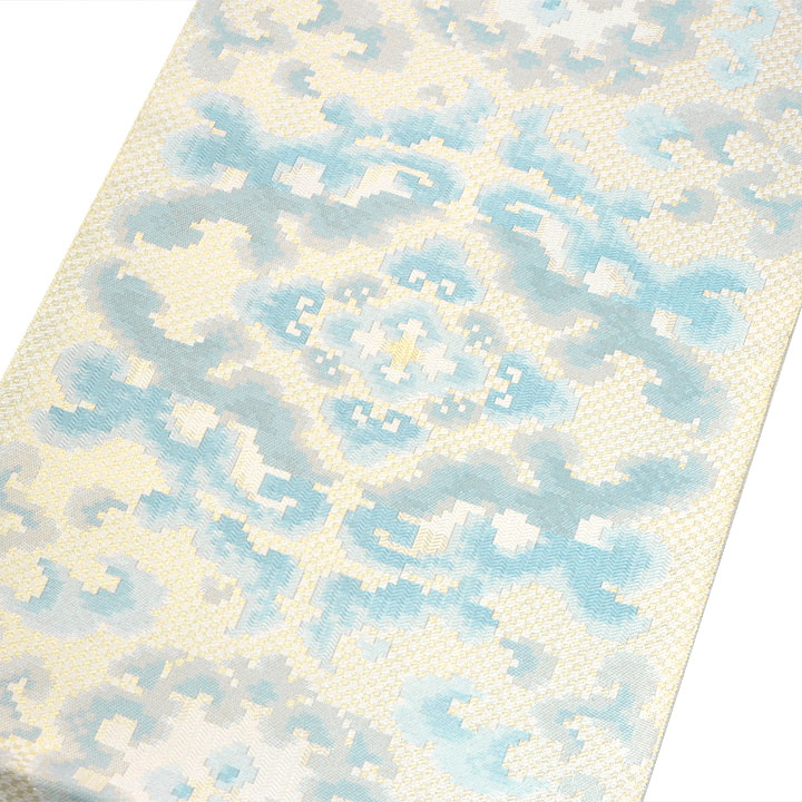 西村織物　博多織　佐賀錦袋帯【蟹牡丹文】