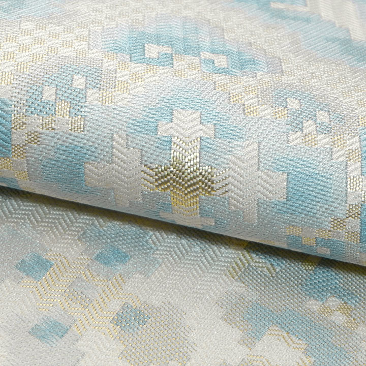 西村織物　博多織　佐賀錦袋帯【蟹牡丹文】