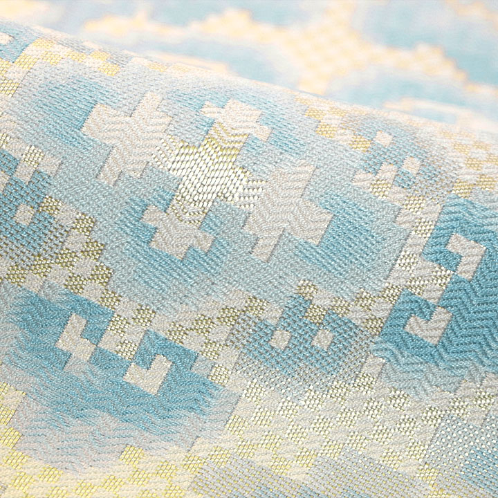 西村織物　博多織　佐賀錦袋帯【蟹牡丹文】