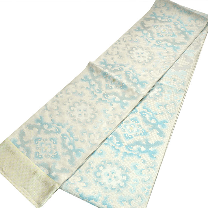 西村織物　博多織　佐賀錦袋帯【蟹牡丹文】