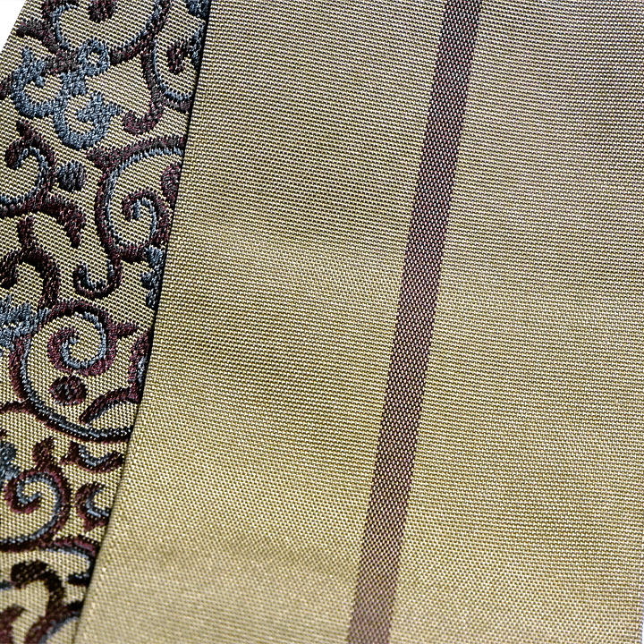 本場筑前博多織　武双角帯【唐草　カーキ色】