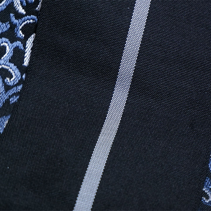 本場筑前博多織　武双角帯【唐草　黒　藍鼠】