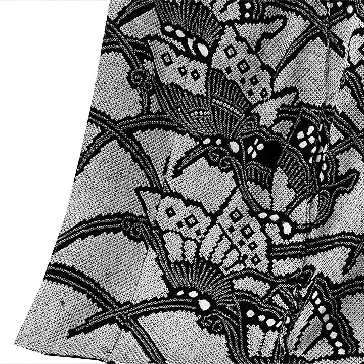 絞りの加藤　本疋田総絞り振袖【黒白　蝶々】