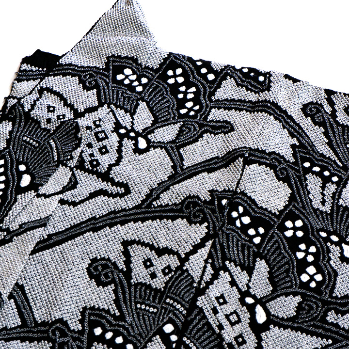 絞りの加藤　本疋田総絞り振袖【黒白　蝶々】