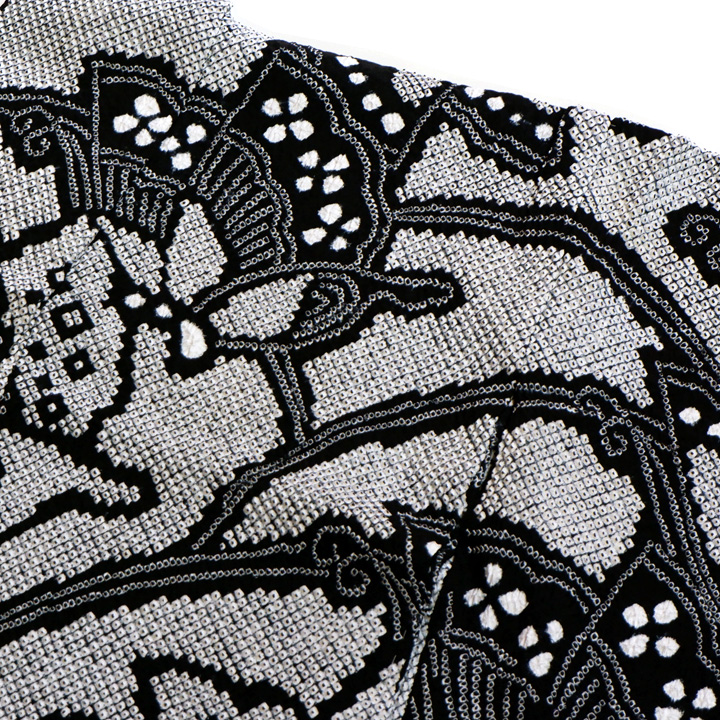 絞りの加藤　本疋田総絞り振袖【黒白　蝶々】