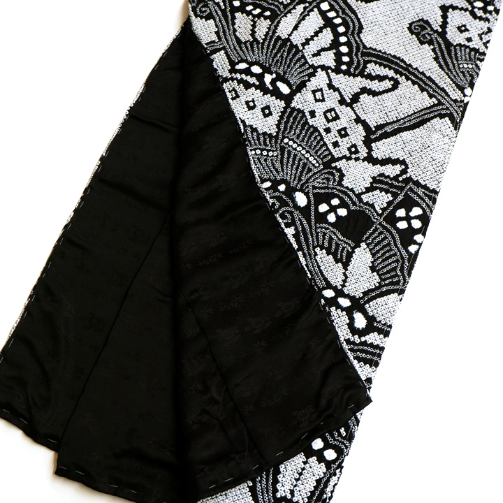 絞りの加藤　本疋田総絞り振袖【黒白　蝶々】