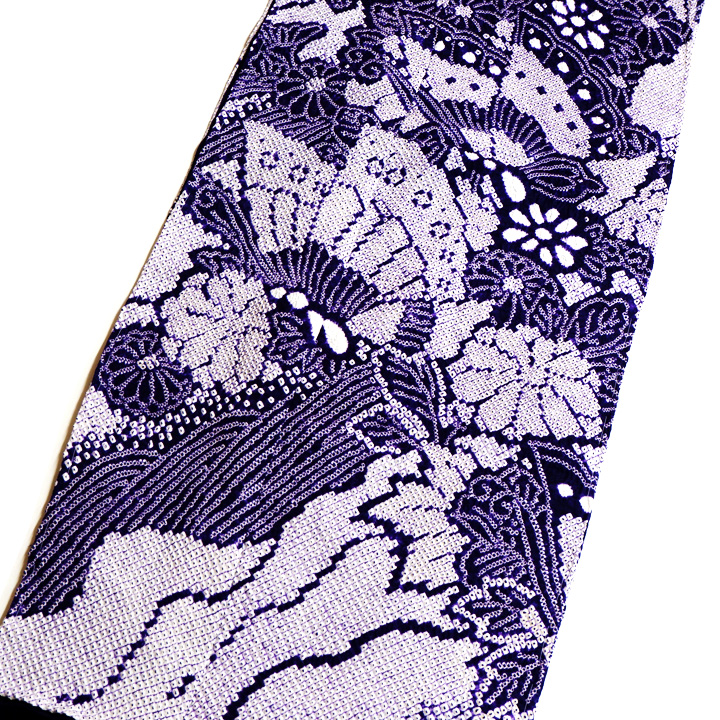 絞りの加藤　本疋田総絞り振袖【青紫　蝶】