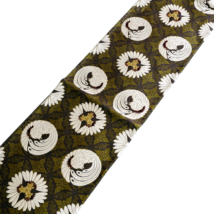 誉田屋源兵衛 謹製　草木染め 全通袋帯【七宝鳳菊文】　