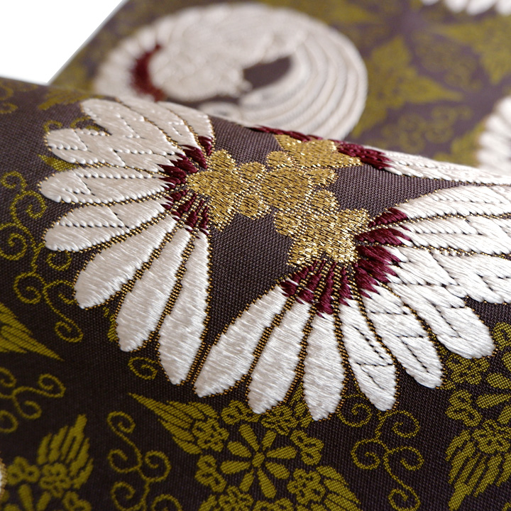 誉田屋源兵衛 謹製　草木染め 全通袋帯【七宝鳳菊文】　