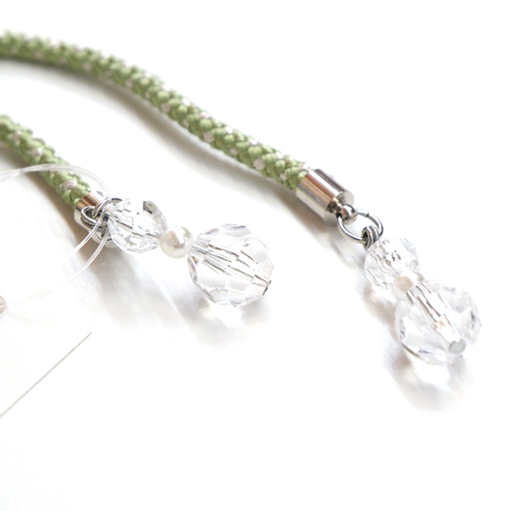 飾り紐【黄緑　トンボ玉】