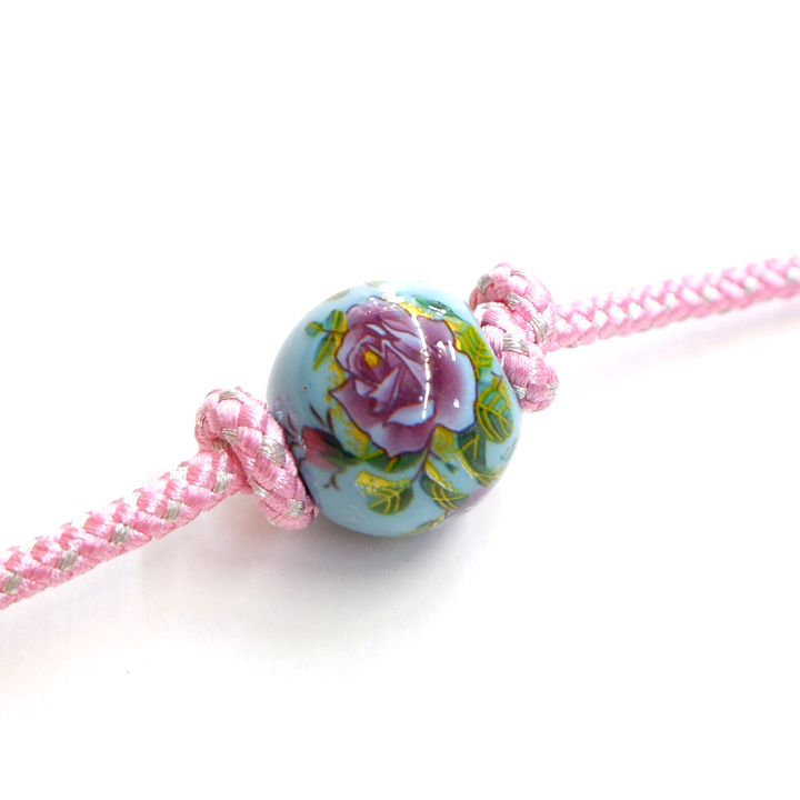 飾り紐【ピンク色　トンボ玉】