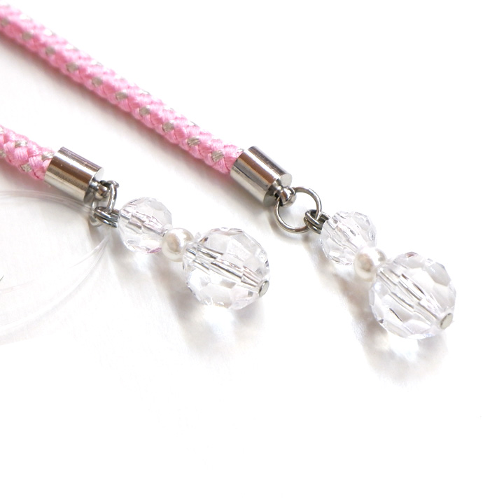 飾り紐【ピンク色　トンボ玉】