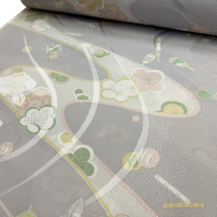 寛斎ブランド　正絹 長襦袢反【梅に流水】　