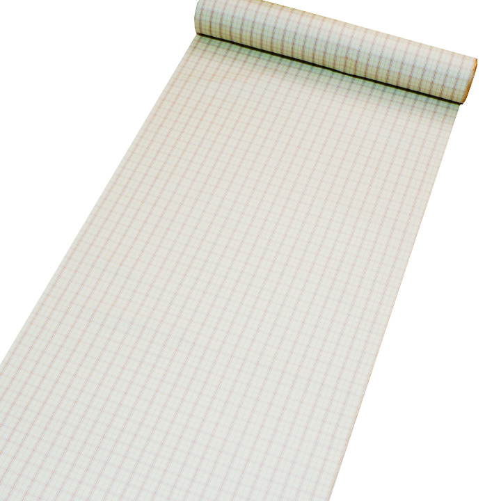 博多織 福絖織物 官兵衛格子 御召【オフホワイト 赤×パープル】