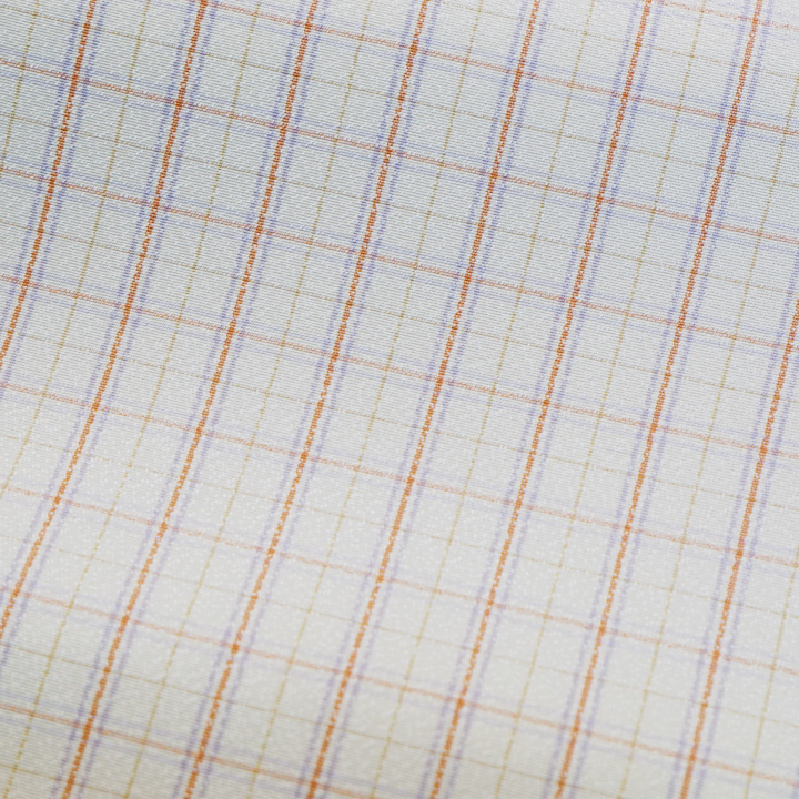 博多織 福絖織物 官兵衛格子 御召【オフホワイト 赤×パープル】