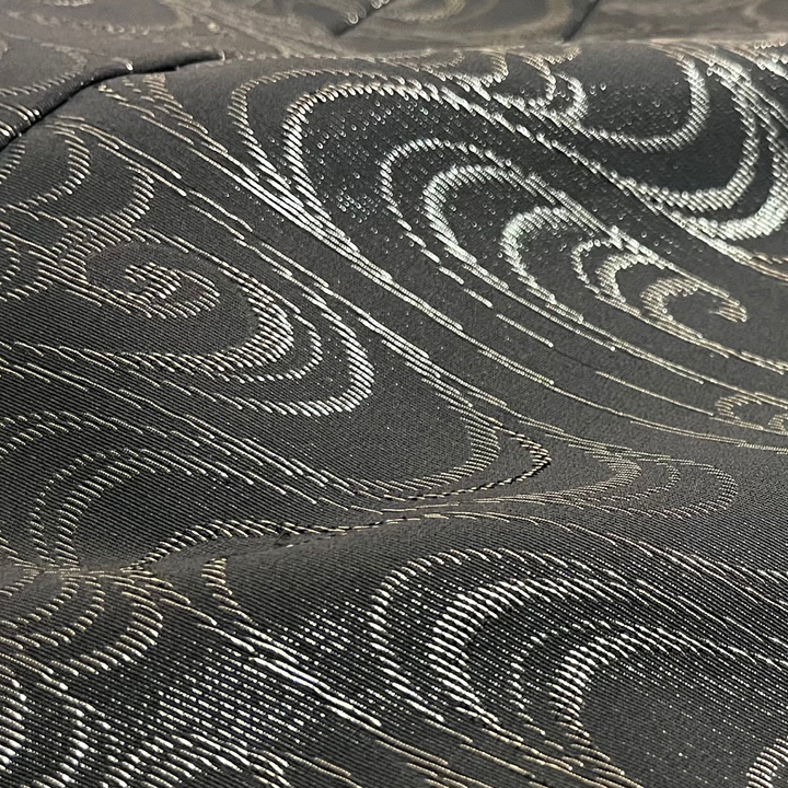 銀通し絹地 訪問着【流水に島】　