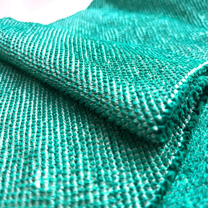 正絹　総絞り帯揚げ【ターコイズグリーン】