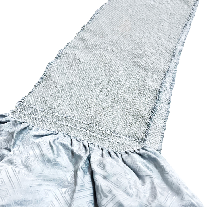 正絹　総絞り帯揚げ【白鼠色】