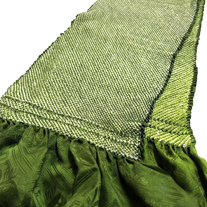 正絹　総絞り帯揚げ【草色】