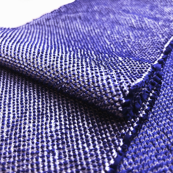 正絹　総絞り帯揚げ【紺色】　