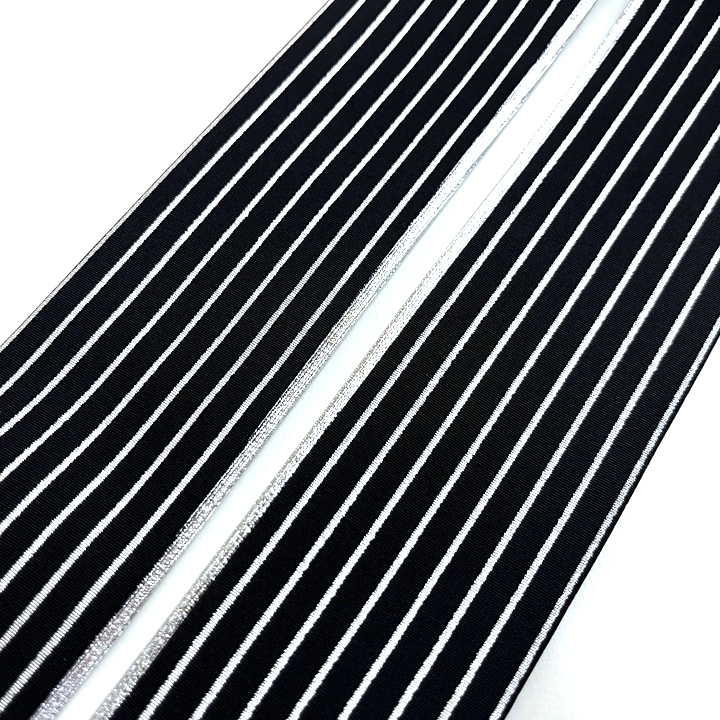 正絹 重ね衿【黒銀　縞】