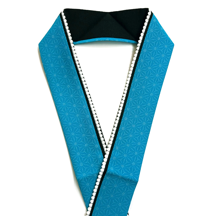 正絹　レース重ね衿【青】