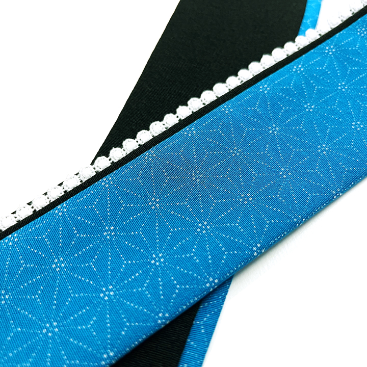 正絹　レース重ね衿【青】