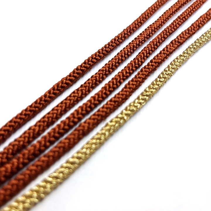 振袖用 飾り帯締め【ブラウン　花飾り】