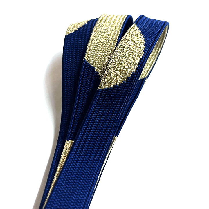 紐の渡敬　正絹　帯締め【紺・金　半輪】