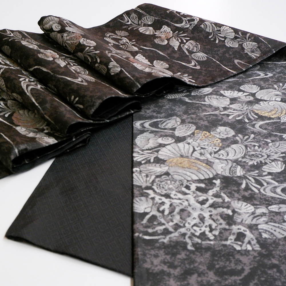 枡屋儀兵衛謹製　袋帯【貝　黒】　