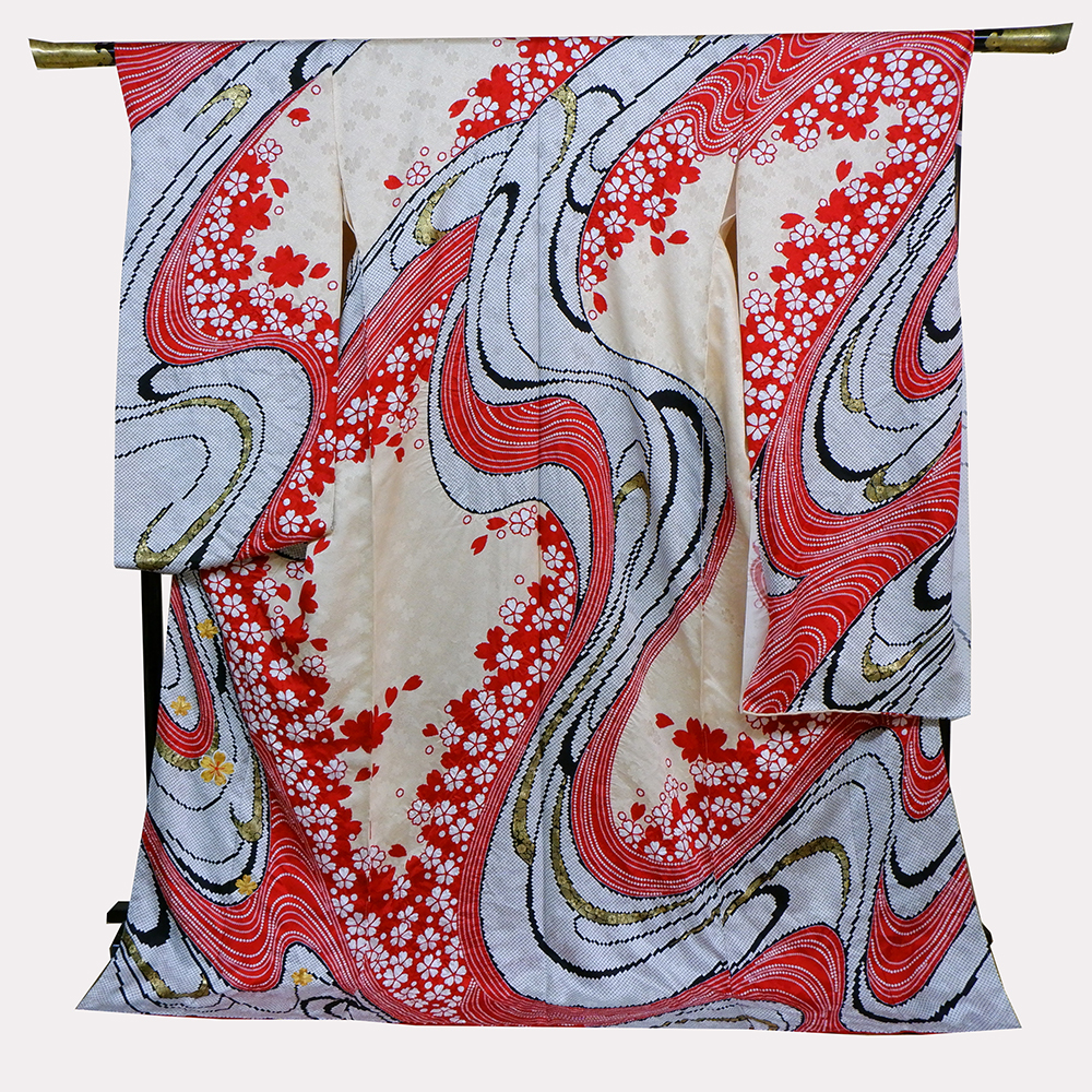 滝泰謹製　振袖【鹿の子と桜】